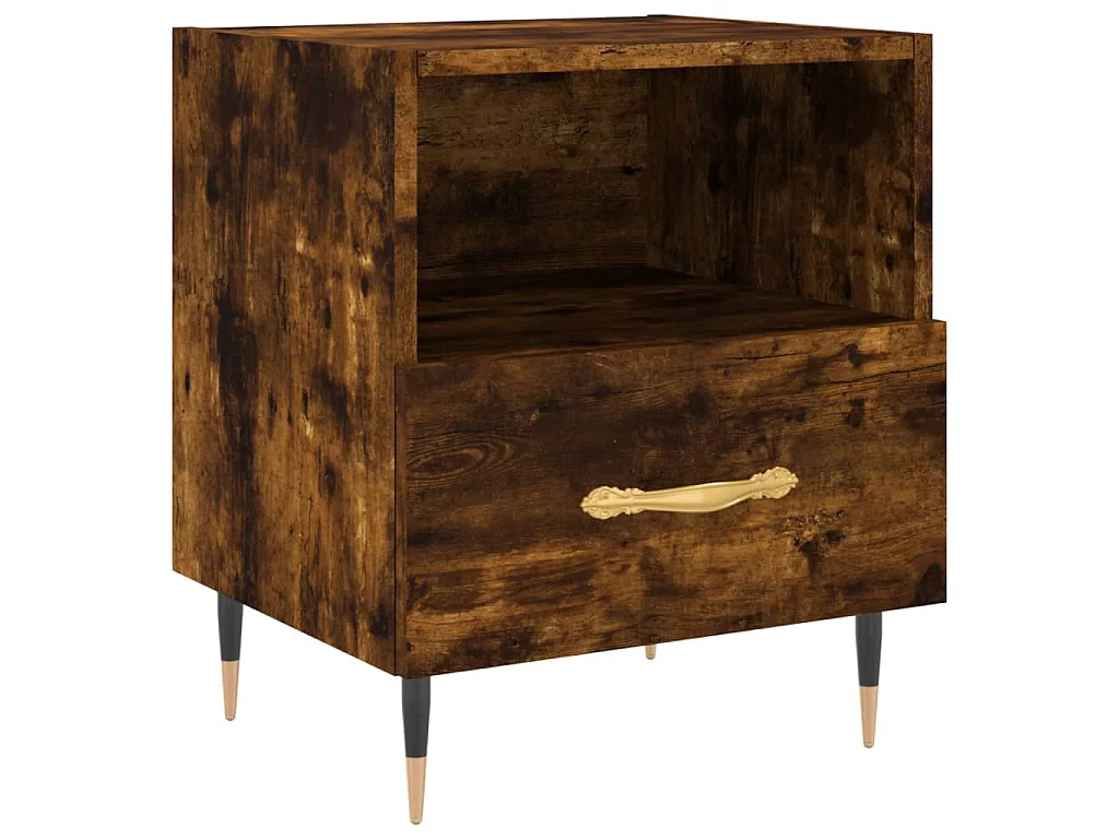 Comodini 2 pz Rovere Fumo 40x35x47,5 cm in Legno Multistrato