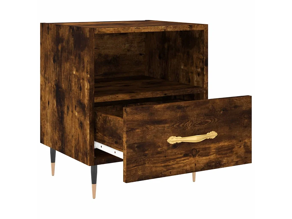 Comodini 2 pz Rovere Fumo 40x35x47,5 cm in Legno Multistrato