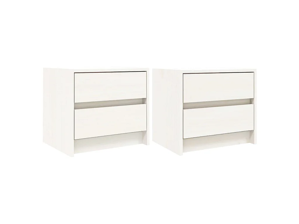 Nachttische 2 Stk. Weiß 40x31x35,5 cm Massivholz Kiefer