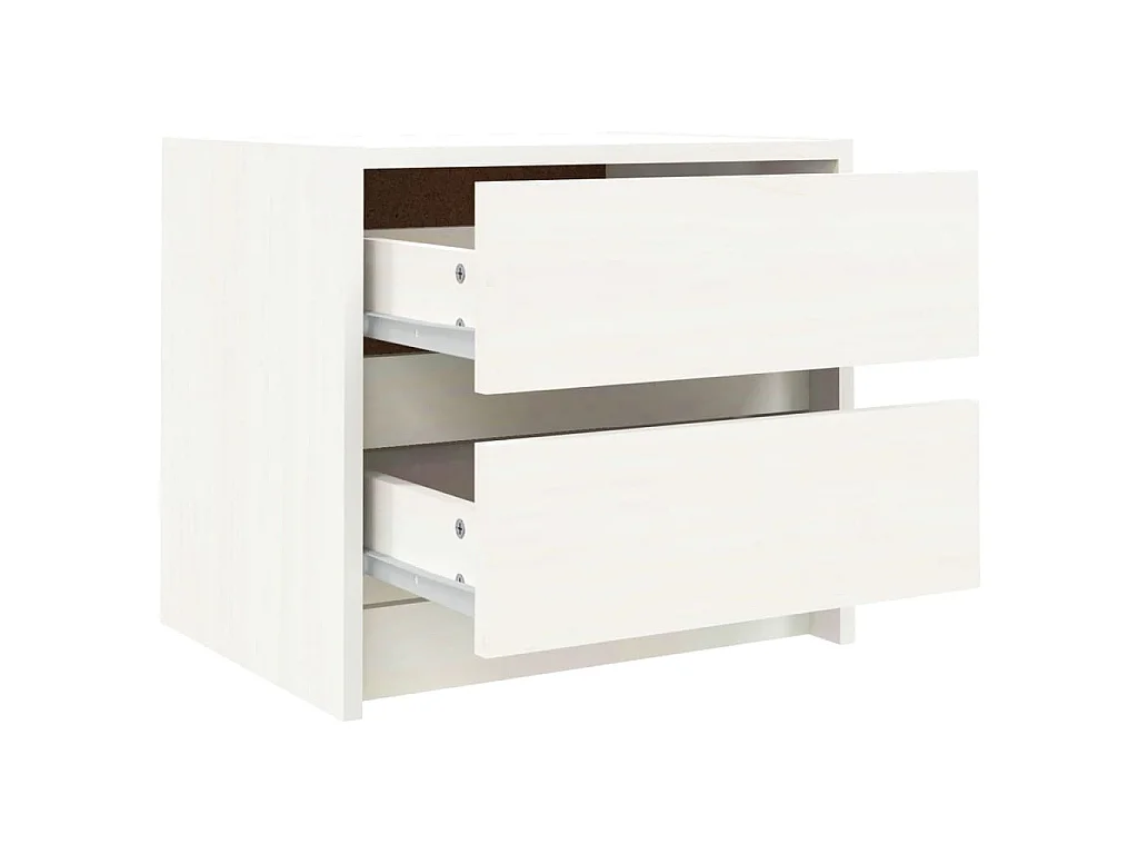 Nachttische 2 Stk. Weiß 40x31x35,5 cm Massivholz Kiefer