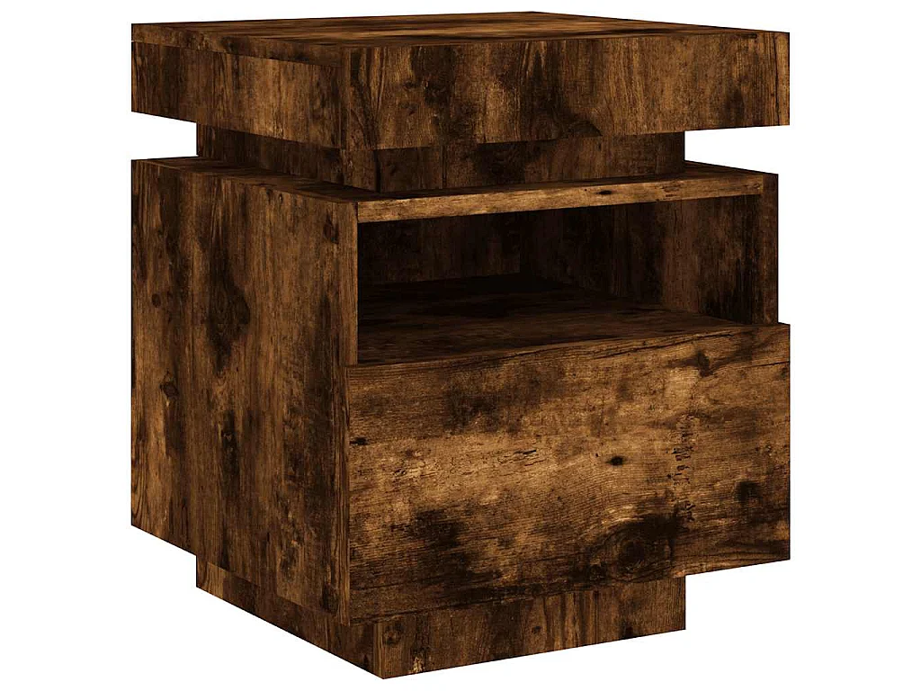 Comodini con Luci LED 2pz Rovere Fumo 40x39x48,5 cm