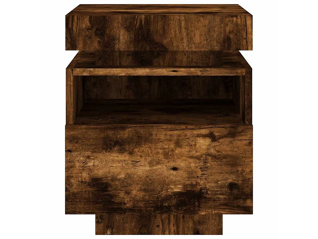 Comodini con Luci LED 2pz Rovere Fumo 40x39x48,5 cm