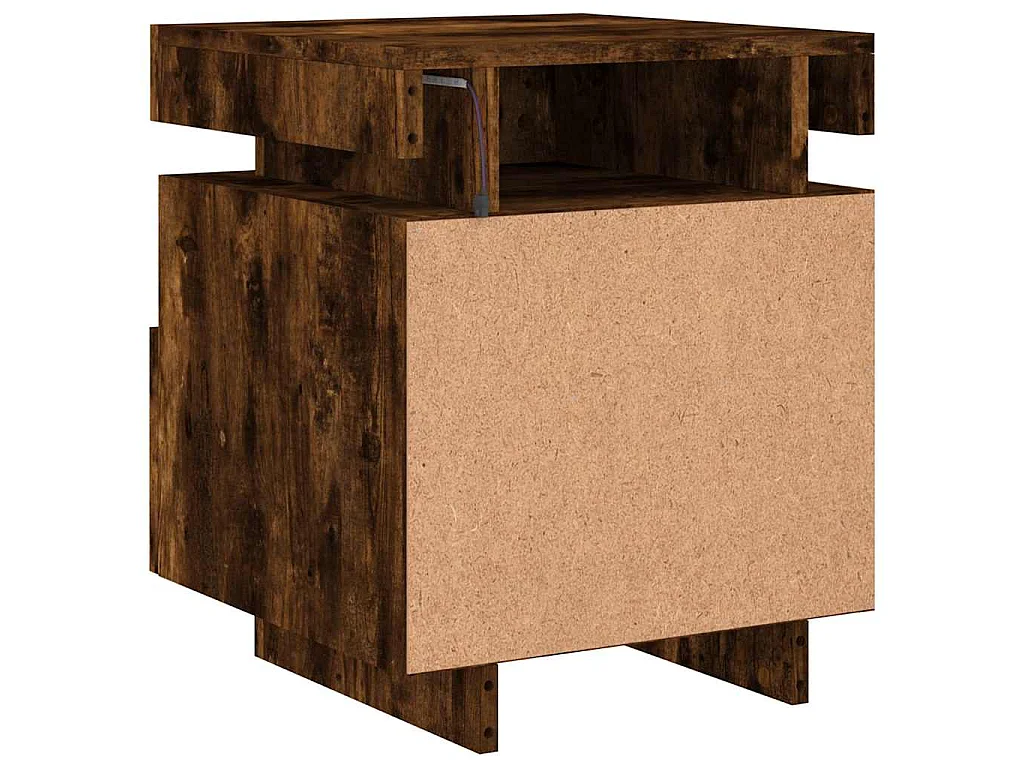 Comodini con Luci LED 2pz Rovere Fumo 40x39x48,5 cm