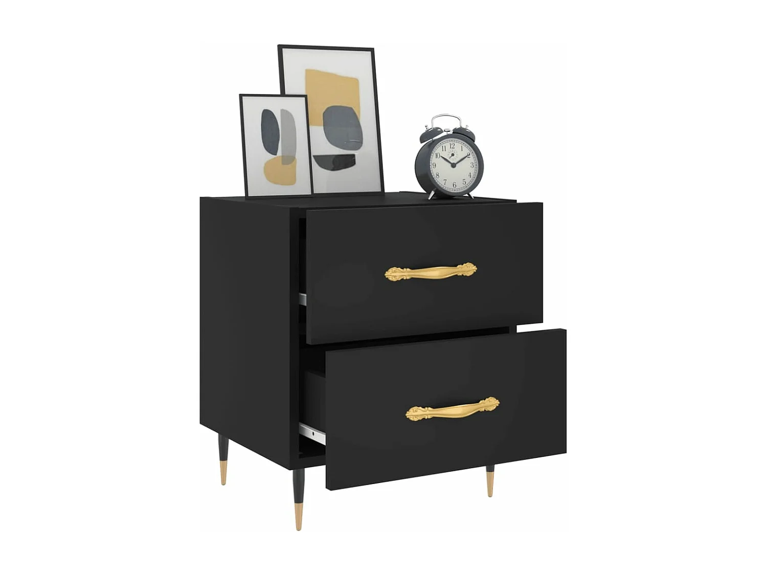 Table de chevet noir 40x35x47,5 cm bois d’ingénierie