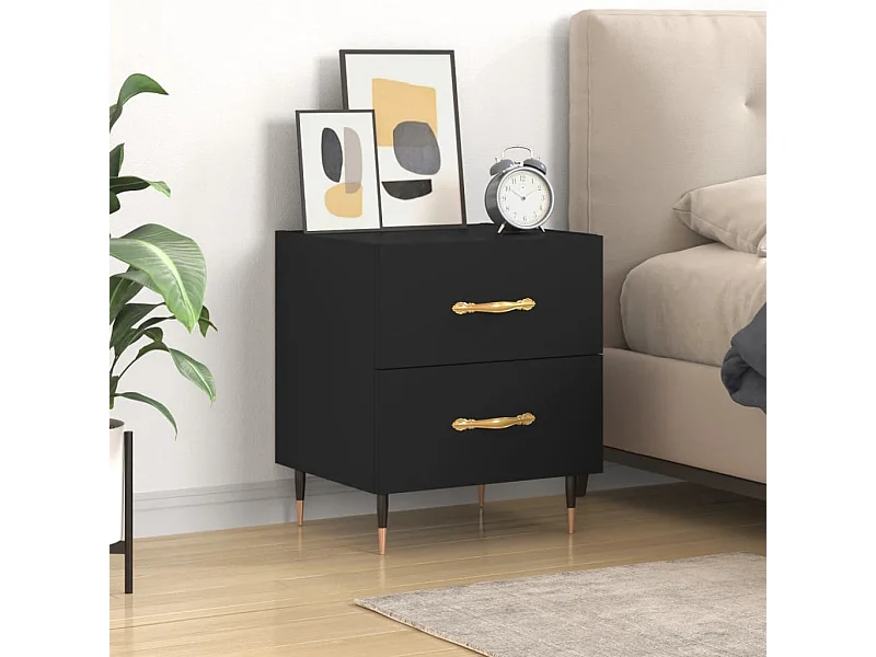 Table de chevet noir 40x35x47,5 cm bois d’ingénierie