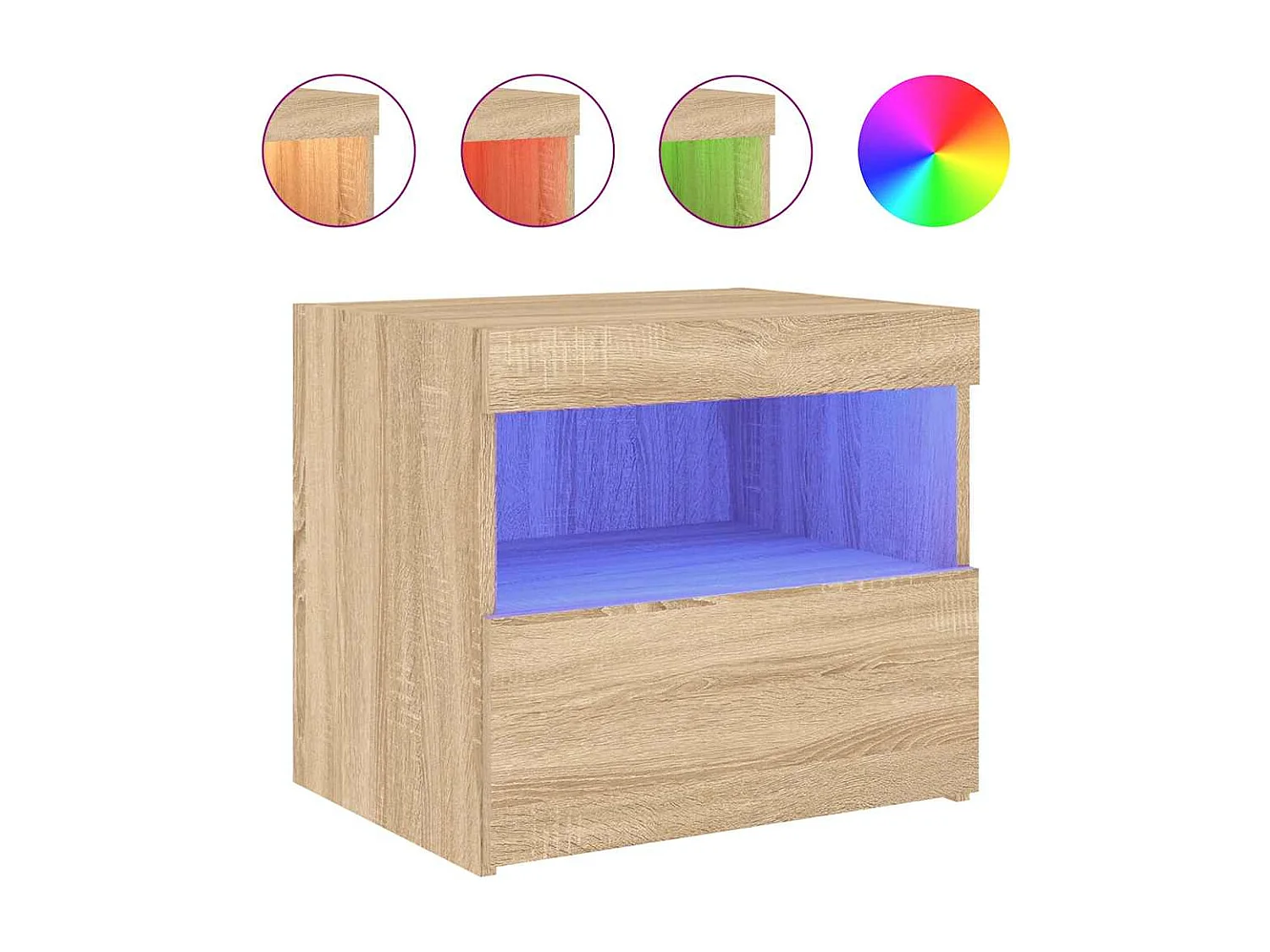 Mesa de cabeceira com luzes LED 50x40x45 cm carvalho sonoma