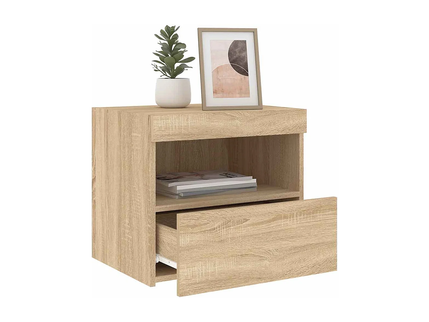 Mesa de cabeceira com luzes LED 50x40x45 cm carvalho sonoma