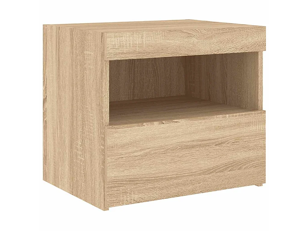 Mesa de cabeceira com luzes LED 50x40x45 cm carvalho sonoma