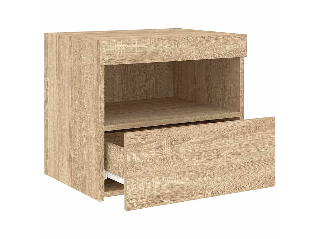 Mesa de cabeceira com luzes LED 50x40x45 cm carvalho sonoma