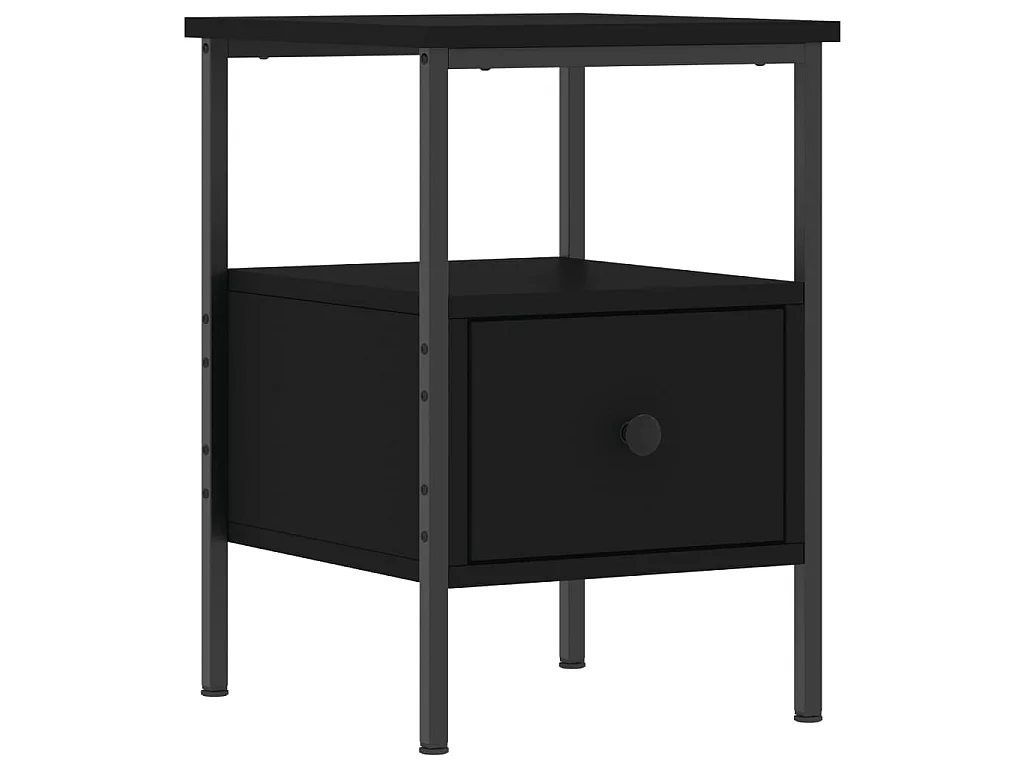 Mesita de noche madera de ingeniería negro 34x36x50 cm
