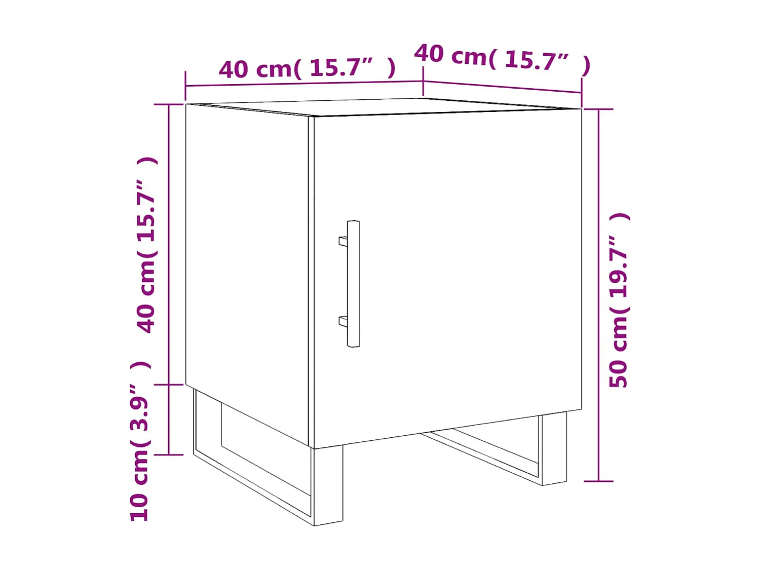 Table de chevet sonoma gris 40x40x50 cm bois d'ingénierie