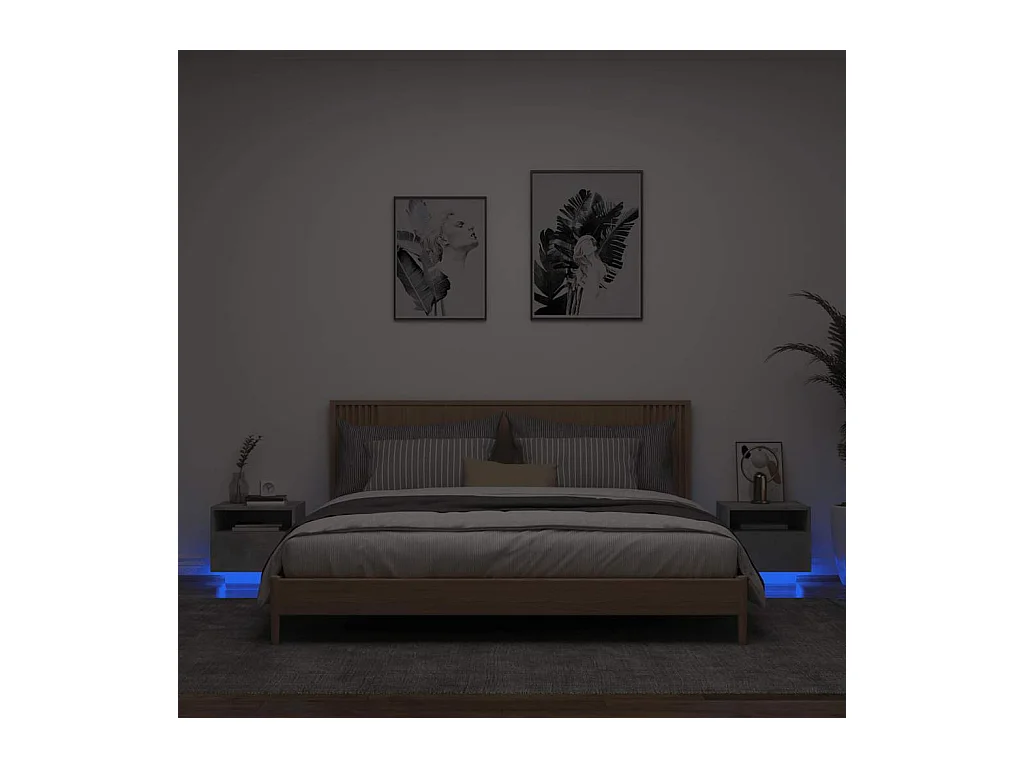 Nachtkastjes met LED-verlichting 2 st 40x39x37 cm betongrijs