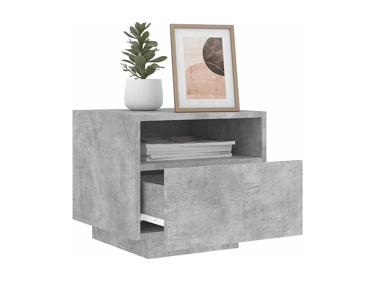 Comodini con Luci LED 2pz Grigio Cemento 40x39x37 cm