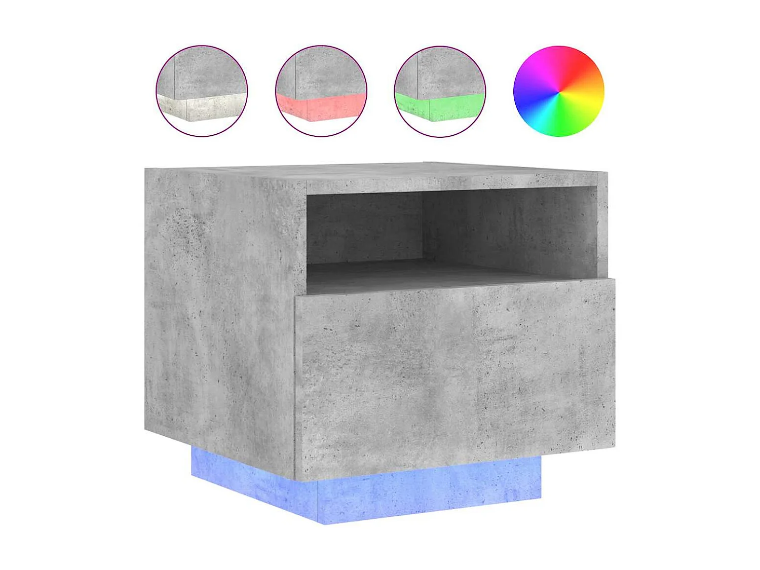 Comodini con Luci LED 2pz Grigio Cemento 40x39x37 cm