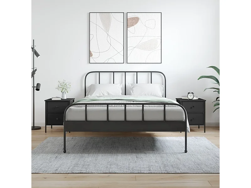 Nachtkastjes 2 st 40x42x50 cm bewerkt hout zwart