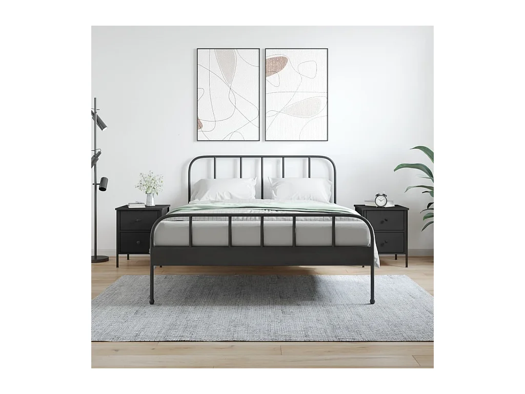 Comodini 2 pz Neri 40x42x50 cm in Legno Multistrato