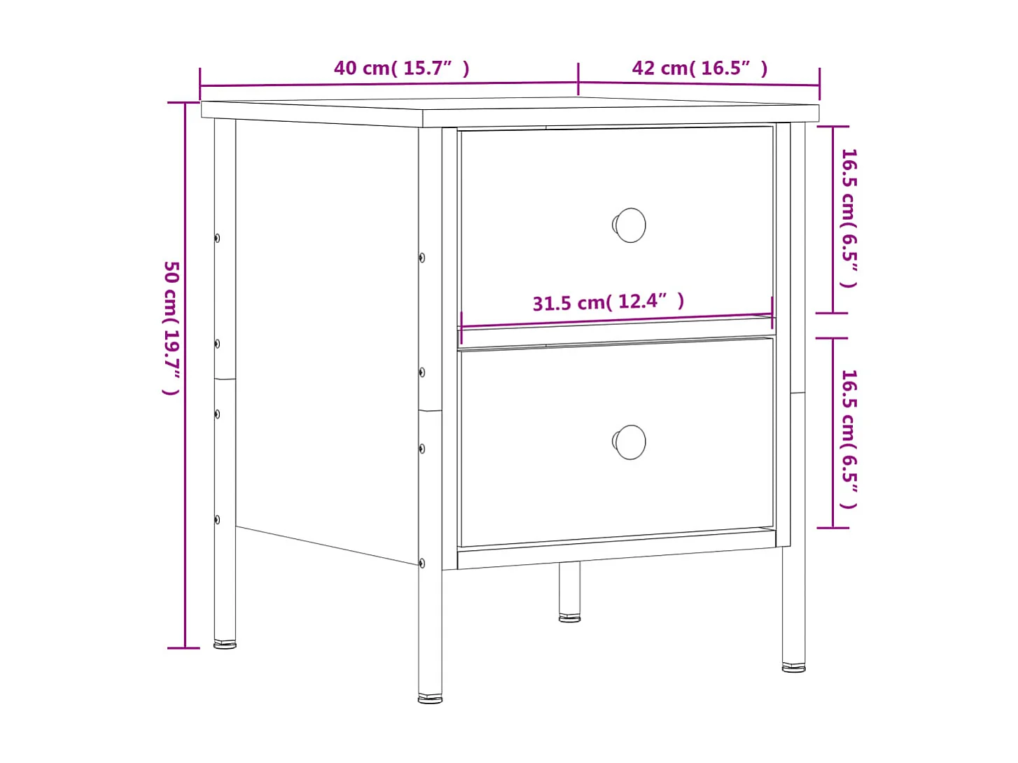 Table de chevet chêne sonoma 40x42x50 cm bois d'ingénierie