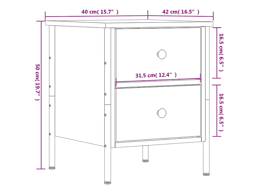 Comodino Rovere Sonoma 40x42x50 cm in Legno Multistrato