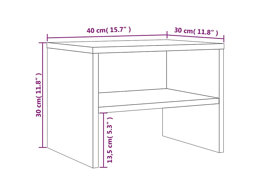 Table de chevet Chêne fumé 40x30x30 cm Bois d'ingénierie