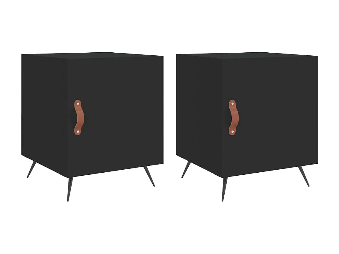 Tables de chevet 2 pcs noir 40x40x50 cm bois d’ingénierie