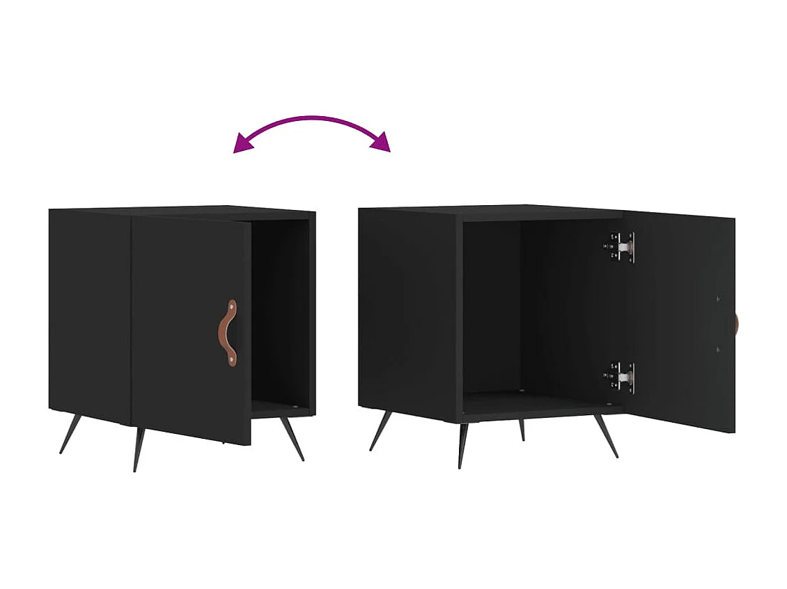 Tables de chevet 2 pcs noir 40x40x50 cm bois d’ingénierie