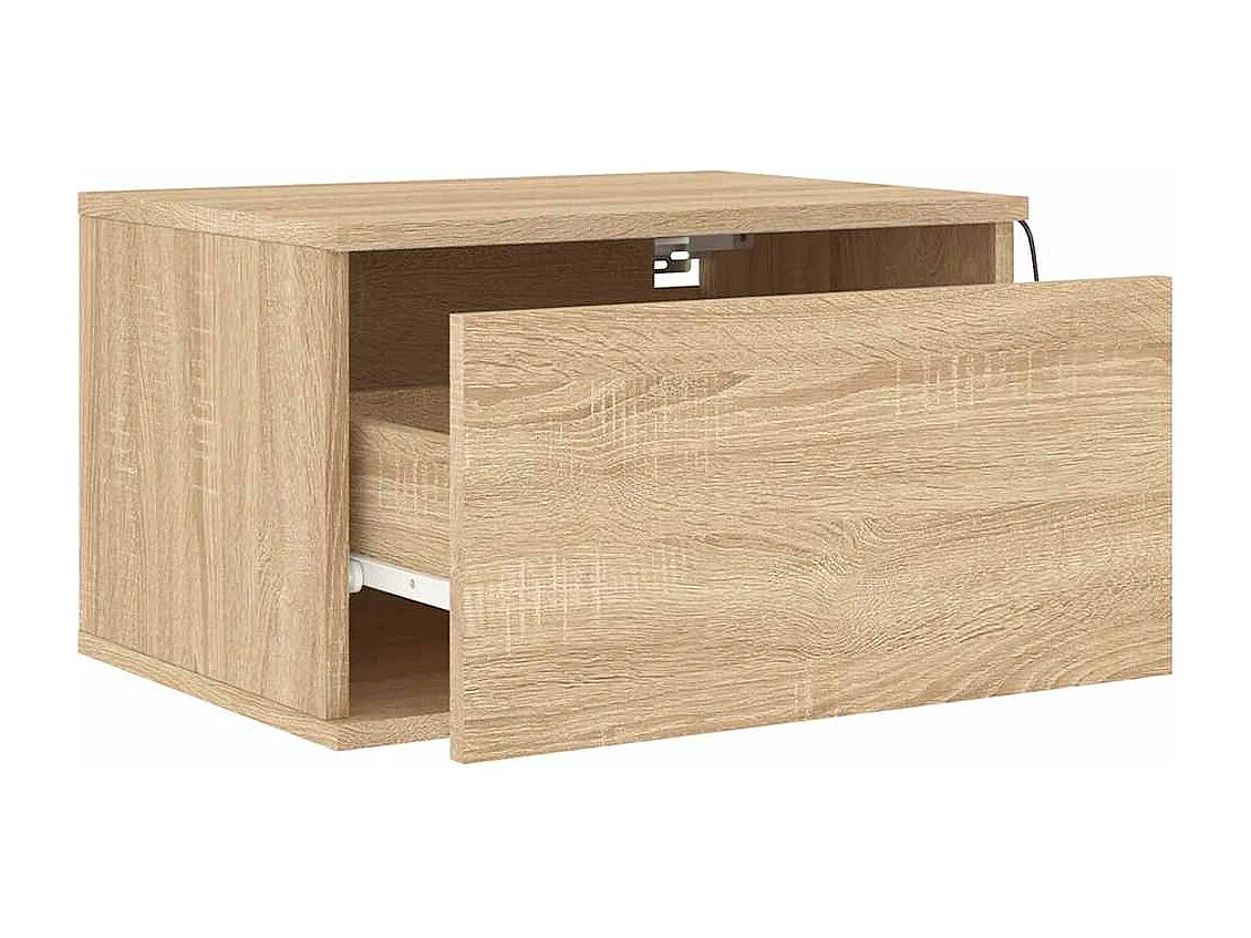 Table de chevet murale avec lumières LED chêne sonoma