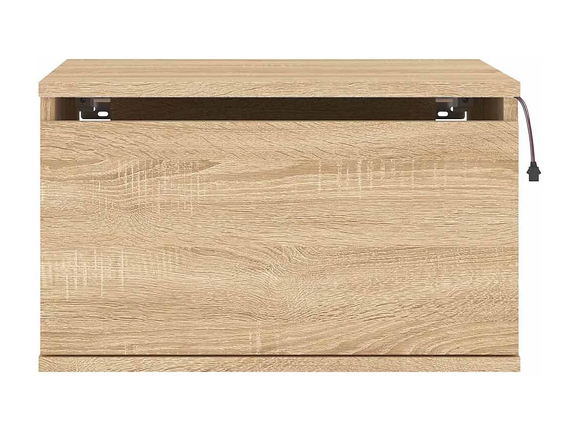 Table de chevet murale avec lumières LED chêne sonoma