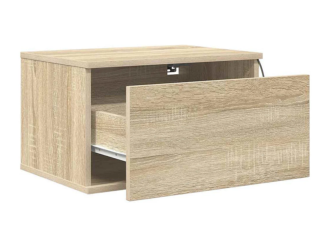 Table de chevet murale avec lumières LED chêne sonoma
