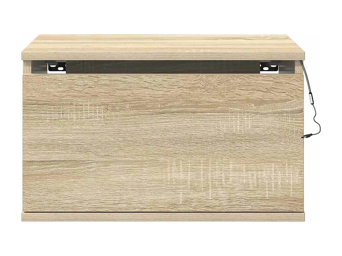 Table de chevet murale avec lumières LED chêne sonoma