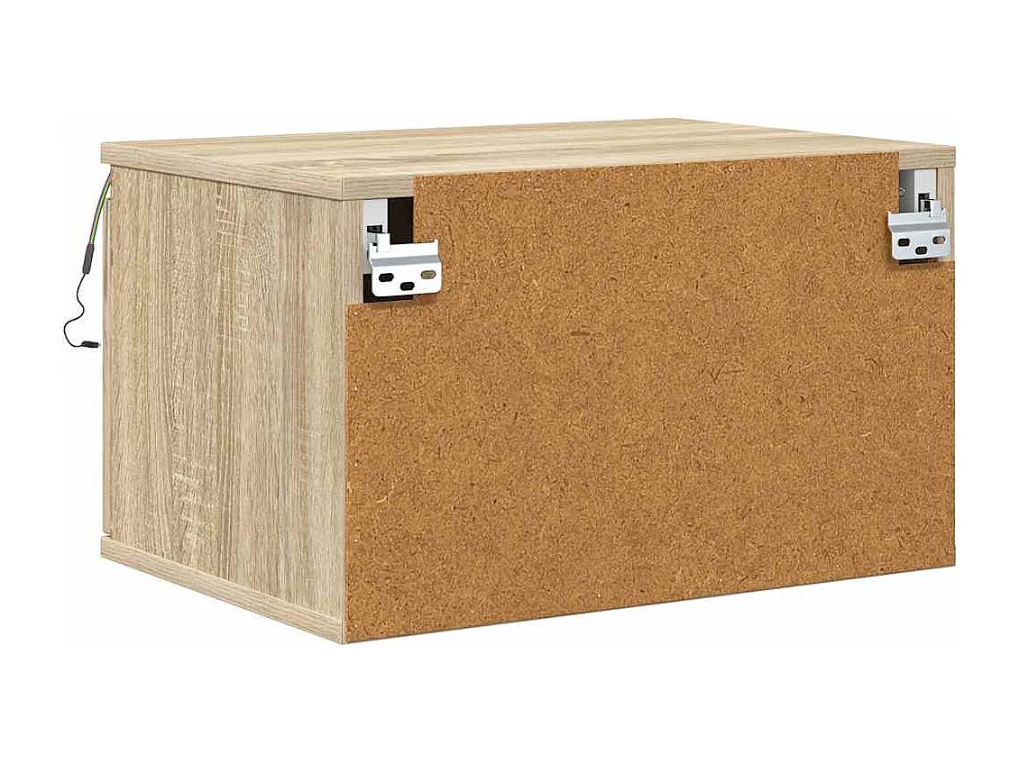 Table de chevet murale avec lumières LED chêne sonoma