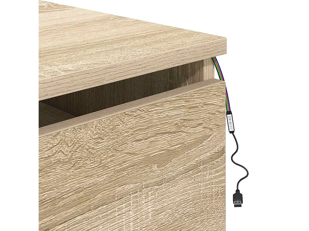 Table de chevet murale avec lumières LED chêne sonoma