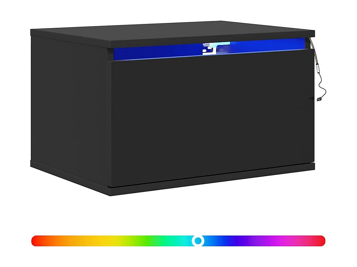 Wand-Nachttische mit LED-Leuchten 2 Stk. Schwarz