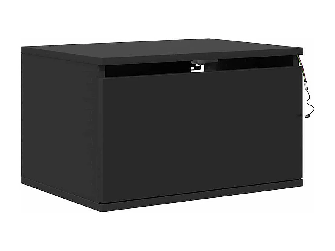 Wand-Nachttische mit LED-Leuchten 2 Stk. Schwarz