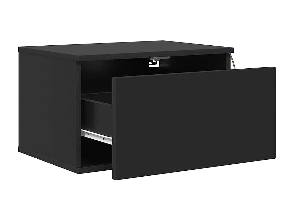 Wand-Nachttische mit LED-Leuchten 2 Stk. Schwarz