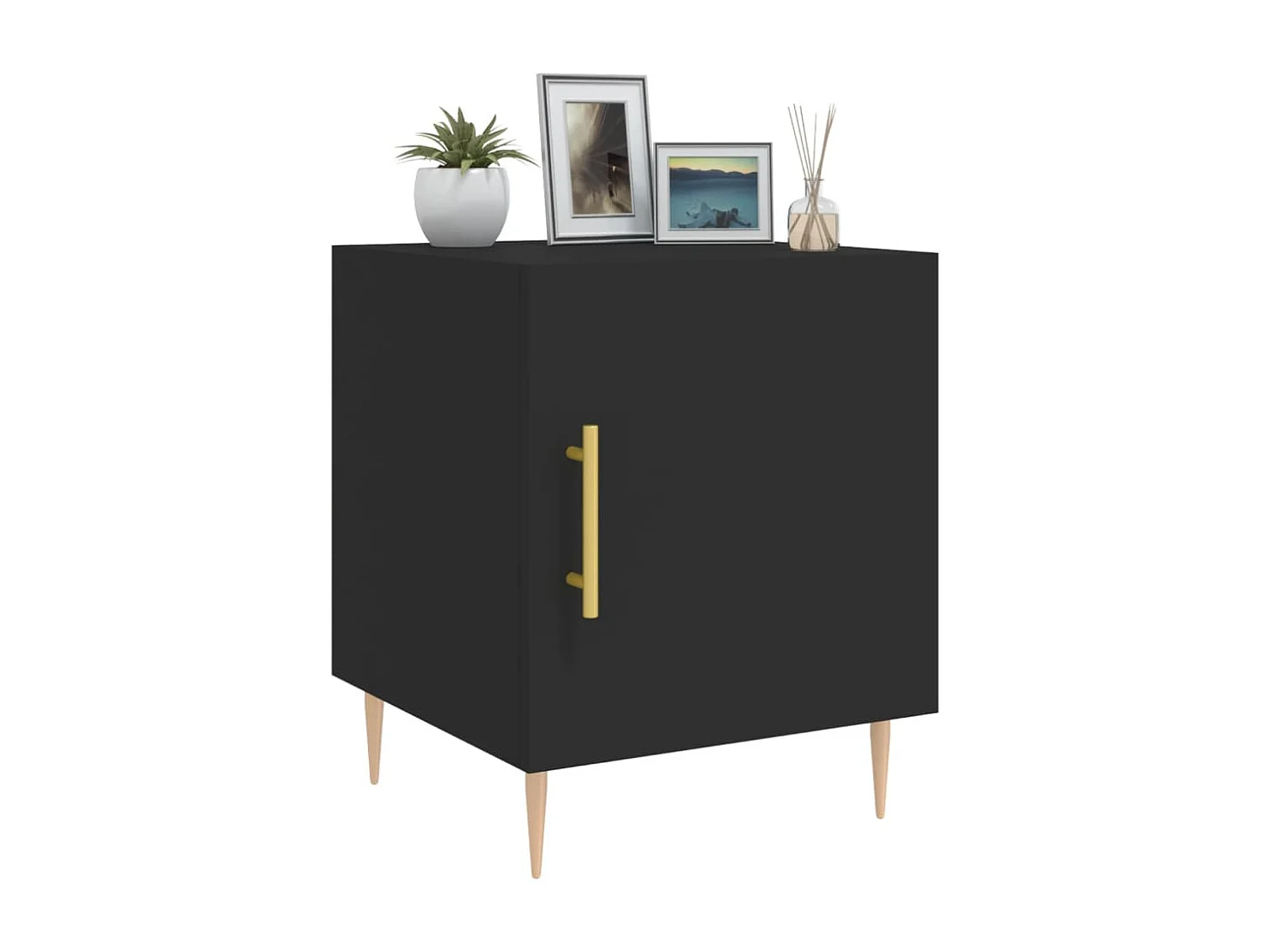 Table de chevet noir 40x40x50 cm bois d’ingénierie