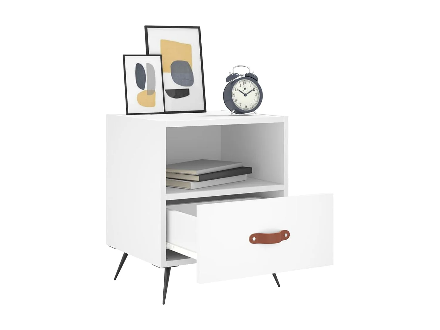 Table de chevet blanc 40x35x47,5 cm bois d’ingénierie
