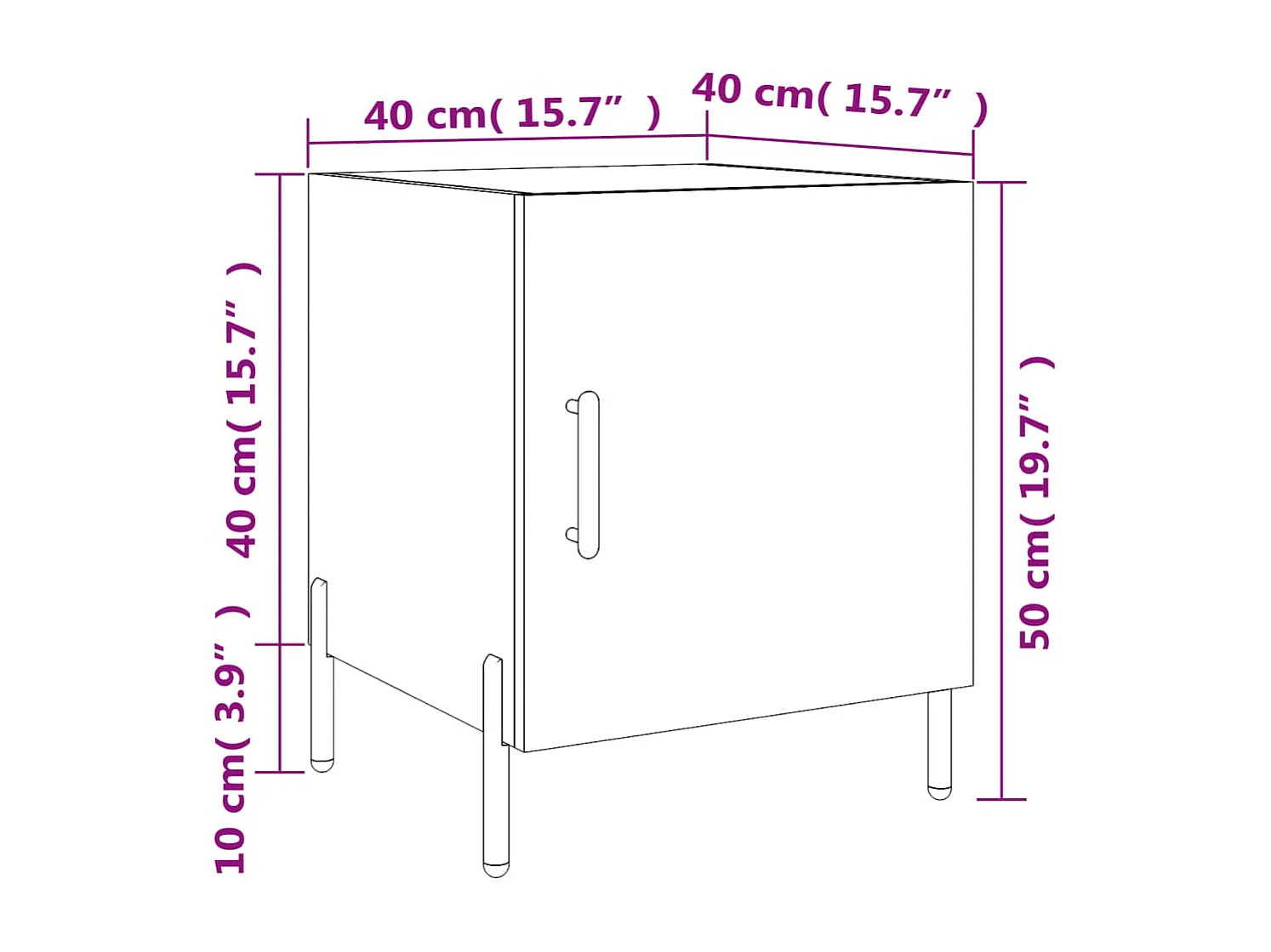 Table de chevet sonoma gris 40x40x50 cm bois d'ingénierie
