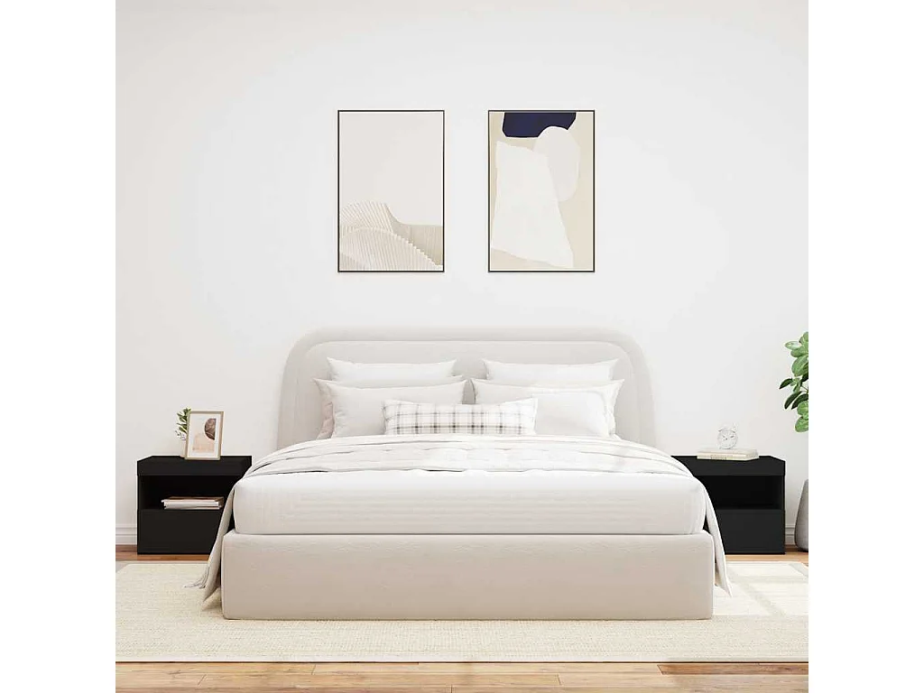 Mesas de cabeceira c/ luzes LED 2 pcs 50x40x45 cm preto