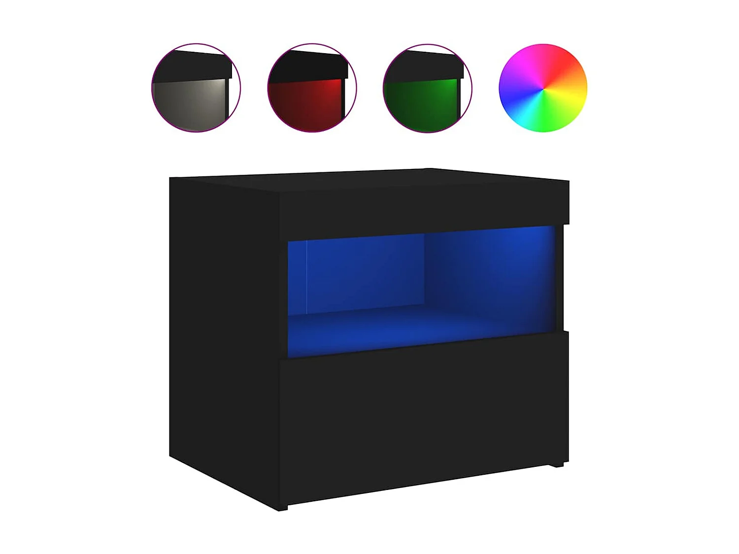 Mesas de cabeceira c/ luzes LED 2 pcs 50x40x45 cm preto