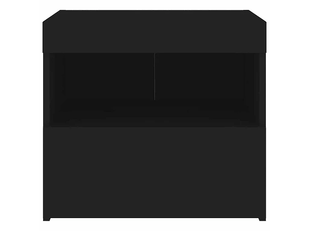 Tables de chevet avec lumières LED 2 pcs noir 50x40x45 cm