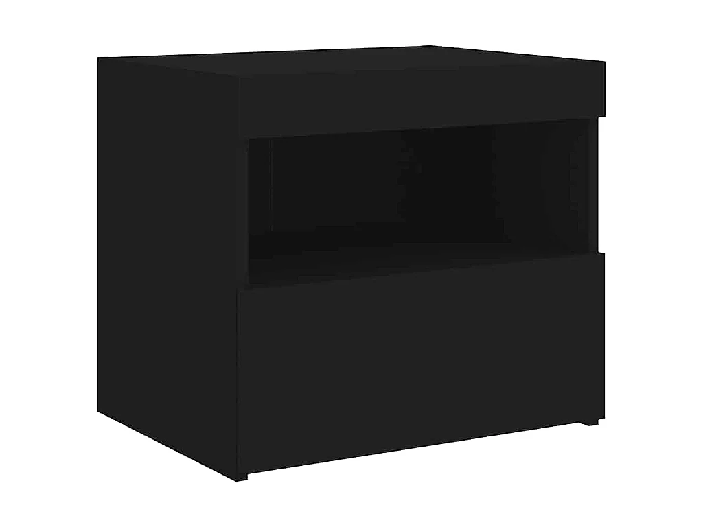 Tables de chevet avec lumières LED 2 pcs noir 50x40x45 cm