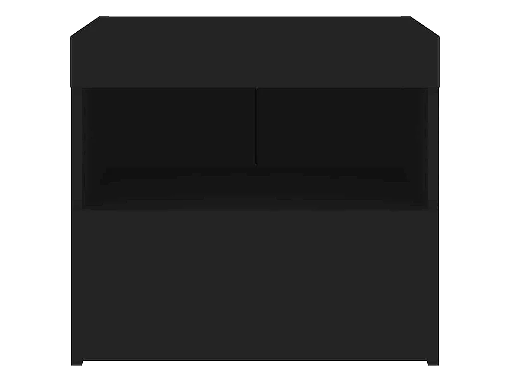 Tables de chevet avec lumières LED 2 pcs noir 50x40x45 cm