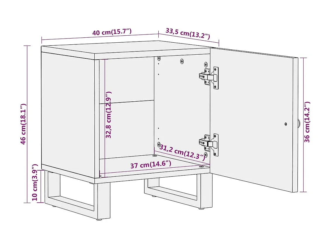 Mesitas de noche 2 uds madera maciza de mango marrón y negro