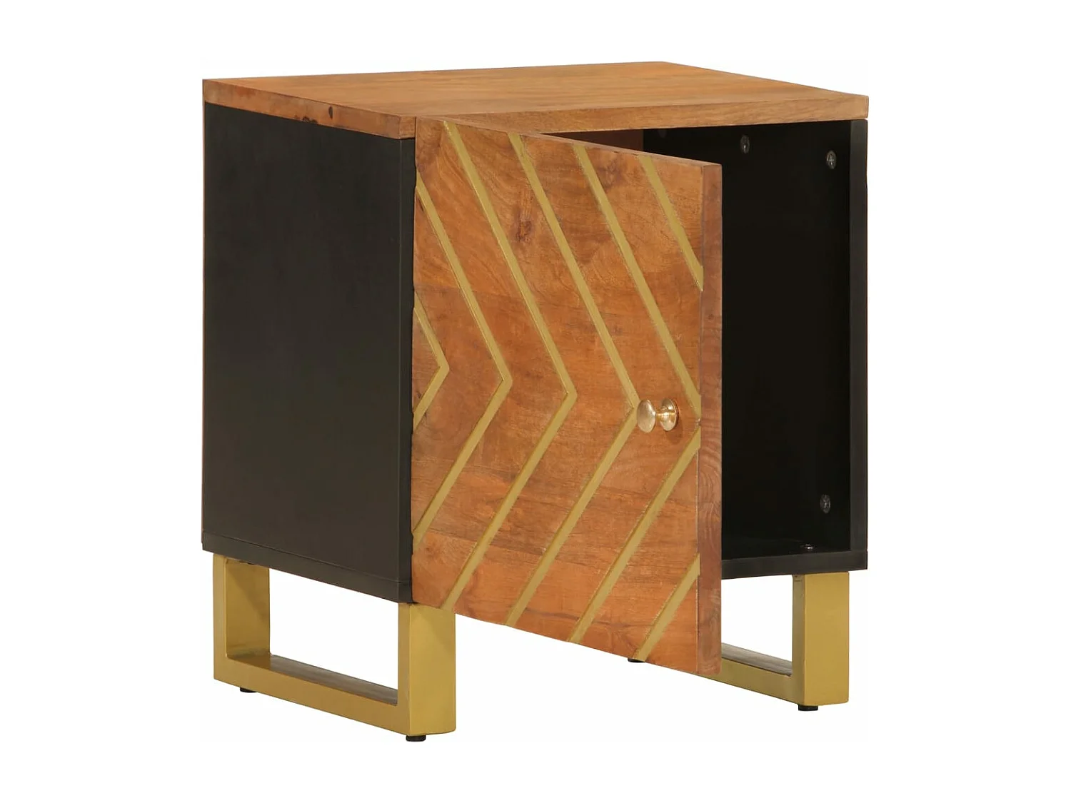 Mesitas de noche 2 uds madera maciza de mango marrón y negro