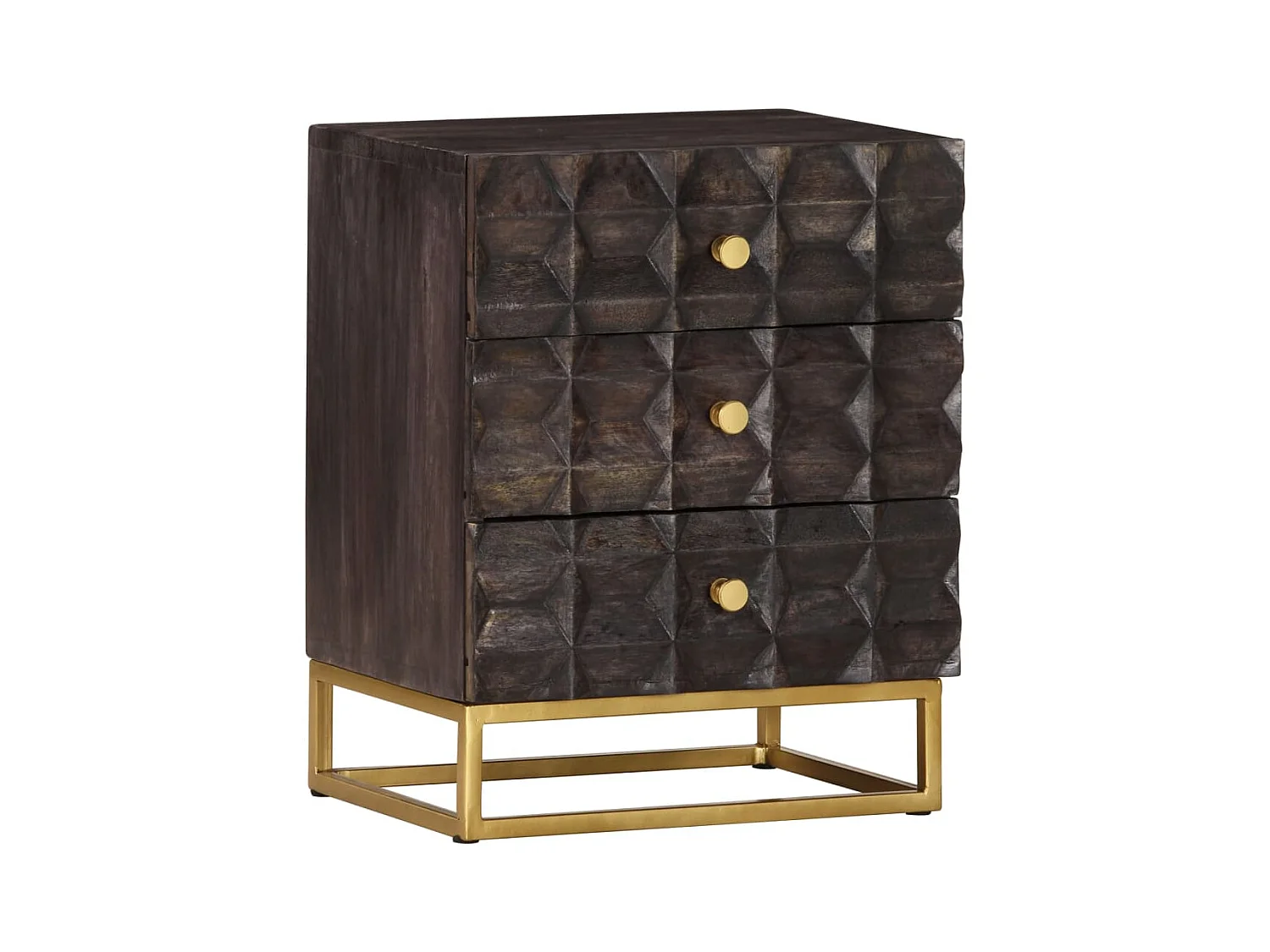 Table de chevet Noir 40x30x50 cm Bois de manguier massif