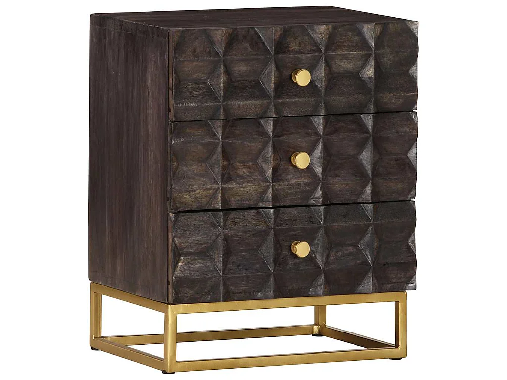 Table de chevet Noir 40x30x50 cm Bois de manguier massif