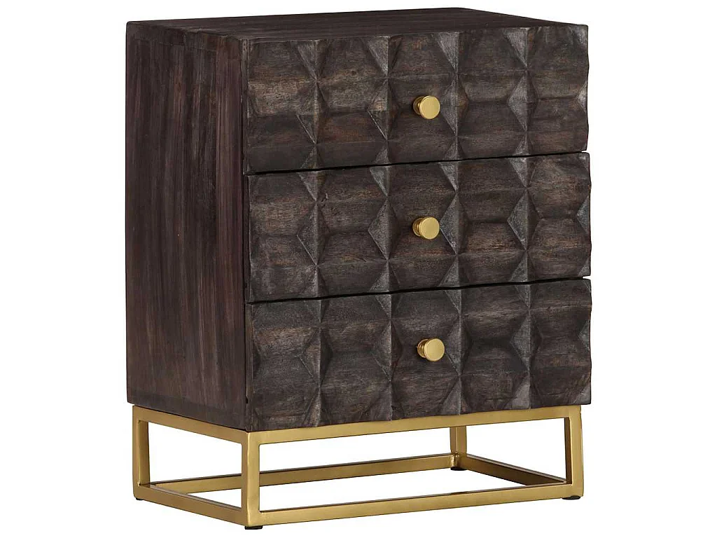 Table de chevet Noir 40x30x50 cm Bois de manguier massif