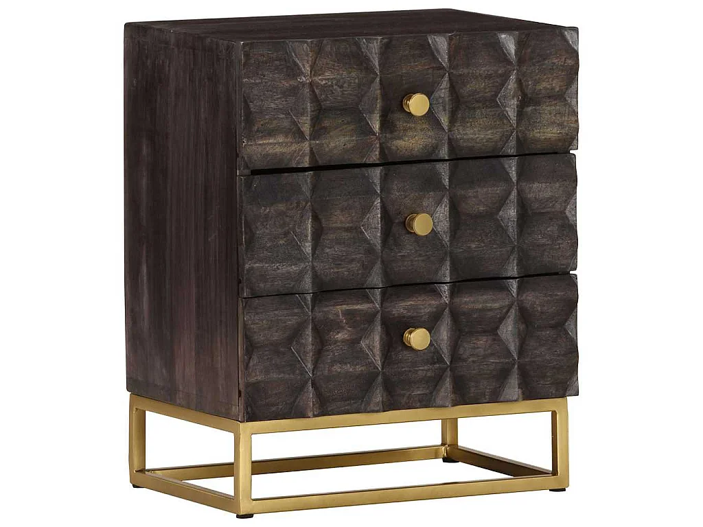 Table de chevet Noir 40x30x50 cm Bois de manguier massif