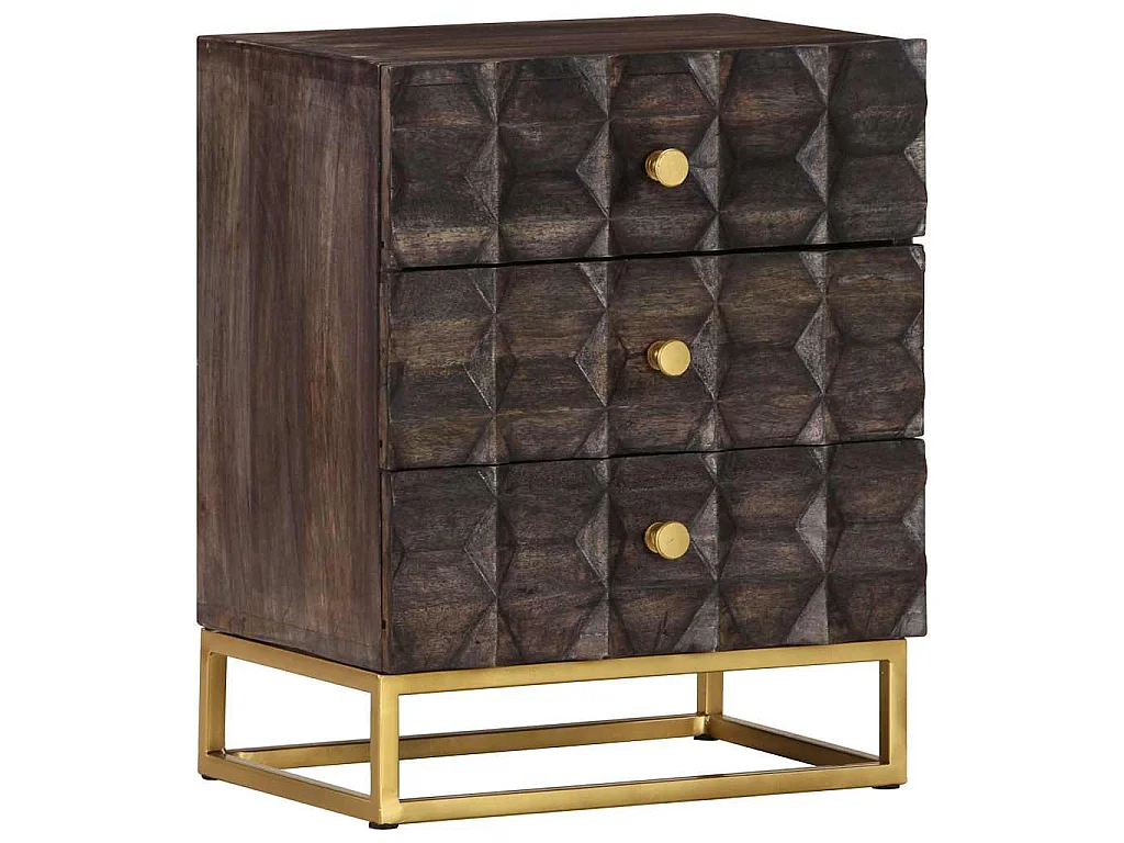 Table de chevet Noir 40x30x50 cm Bois de manguier massif