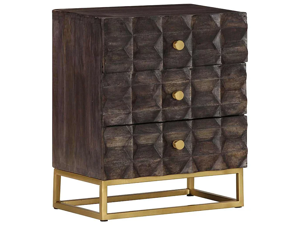 Table de chevet Noir 40x30x50 cm Bois de manguier massif